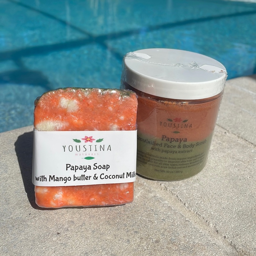 Spa papaya scrub and soap set💗 new and never opened!